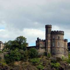 Edinburgh Calton Hill - Monuments to John Playfair, Dugald Stewart, Robert Burns, plus