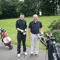 Friendly golfers, Jim and son, Martin at Musselburgh