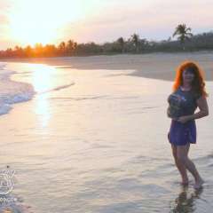 Sheila on Playa de las Angelas - sunsets were consistently gorgeous