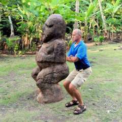 Tahiti Maraa ruins - Tom's got the frown, but needs a belly