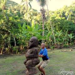 Tahiti Maraa ruins - Tom's got the frown, but needs a belly